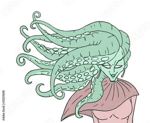 Photo mutant woman with octopus hair