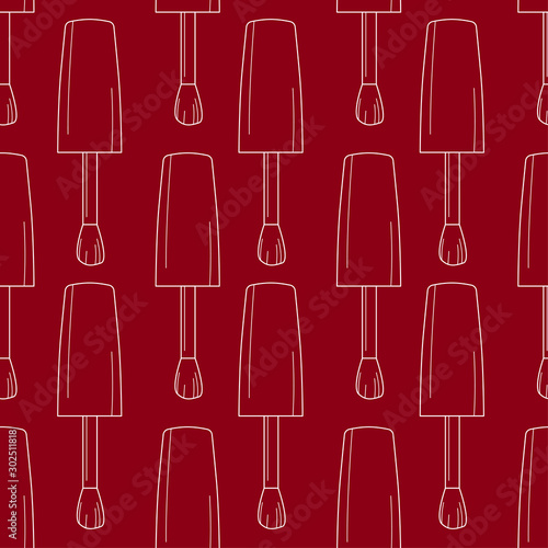 Seamless pattern nail polish bottle in black and white colors. Texture for banner, flyer, poster or print, websites, web design, mobile app on white background.
