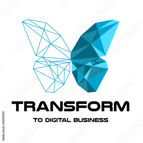 Logo. Triangle butterfly. Transform to digital business. Vector