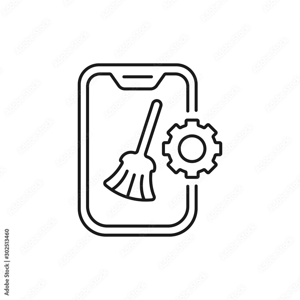 mobile app cleaning - minimal line web icon. simple vector illustration. concept for infographic, website or app. mobile app cleaning - minimal line web icon. simple vector illustration. concept for infographic, website or app.