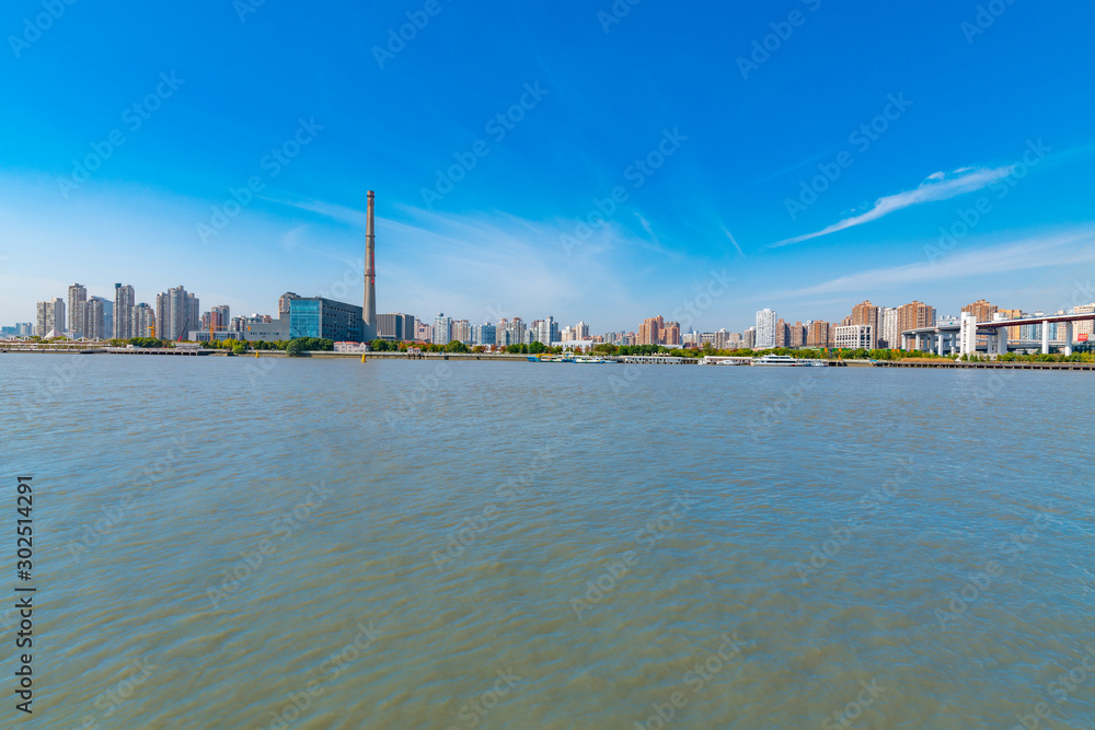 City view near Nanpu Bridge in Pudong New Area, Shanghai, China