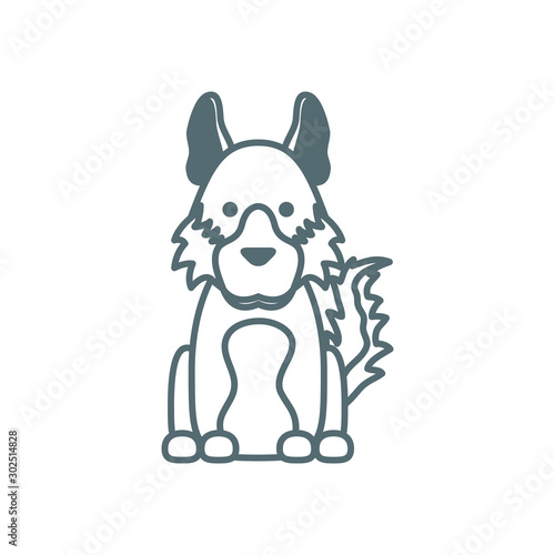 cute little dog collie line style icon