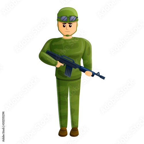 Combat soldier icon. Cartoon of combat soldier vector icon for web design isolated on white background
