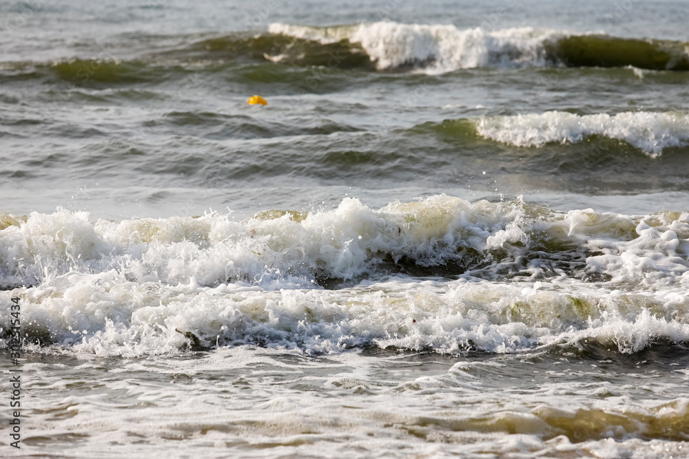 Fototapeta premium The strong wind caused the waves at sea