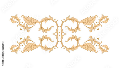 Elements In baroque, rococo, victorian, renaissance style. Trendy floral vintage pattern. Vector illustration.