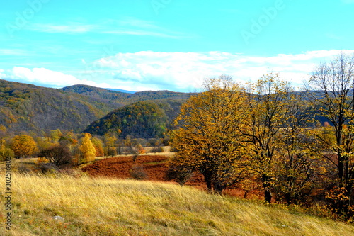 Landscape, the mining railway Anina Oravita in Banat,  Transylvania photo