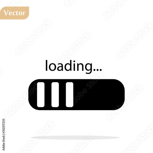 Black Loading icon, isolated on white background