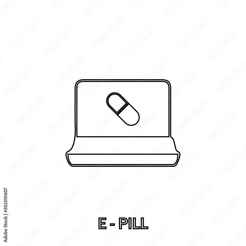 E-pill. Online drug ordering symbol. Logo design element