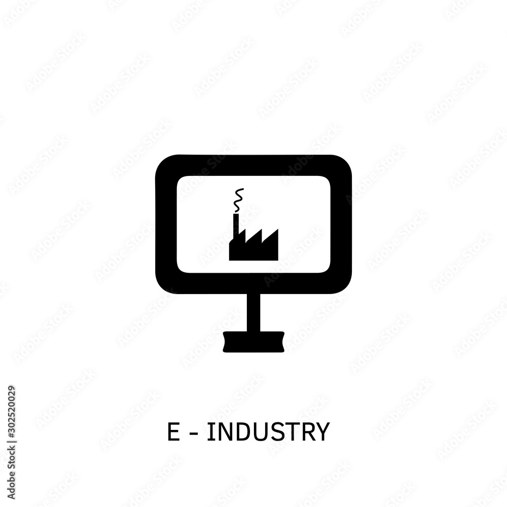 E-industry icon. Online factory symbol. Logo design element