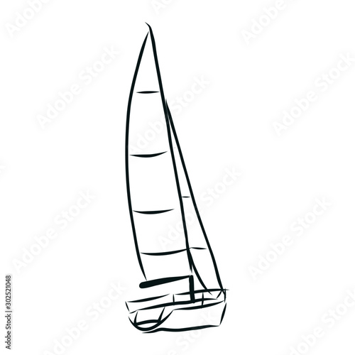 vector illustration of a yacht