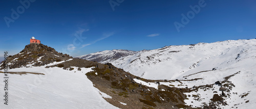 Panoramic View of Sierra Nevada The Famous Mountain Resort , Very popular tourist winter destination in Granada , South of Spain