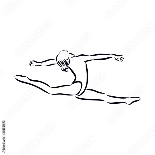 silhouette of woman girl gymnast 