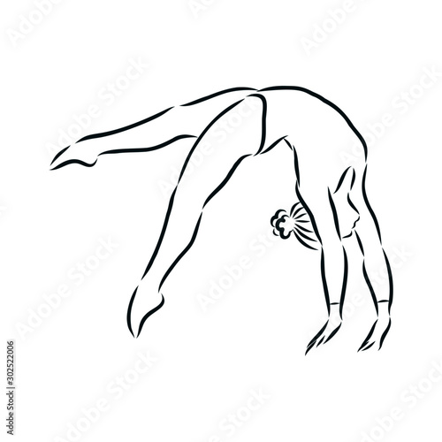 silhouette of a gymnast girl sketch 