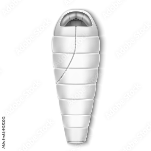 Realistic mockup of sleeping bag, travel sleep bed