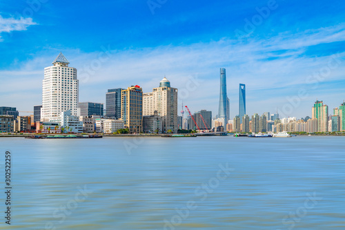 Cityscape of Tongqiao Ferry Crossing in Pudong New Area, Shanghai, China