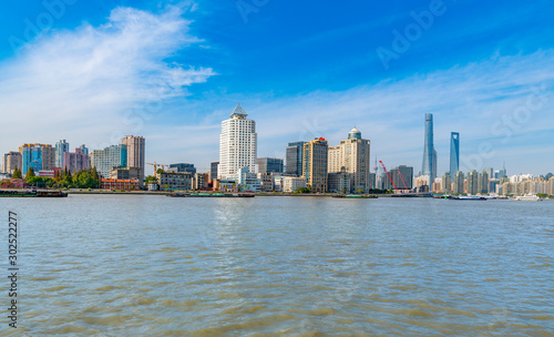Cityscape of Tongqiao Ferry Crossing in Pudong New Area  Shanghai  China