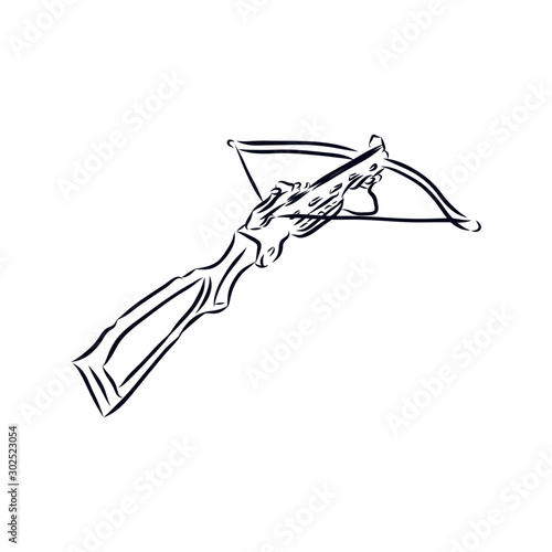crossbow sketch, isolated on white background