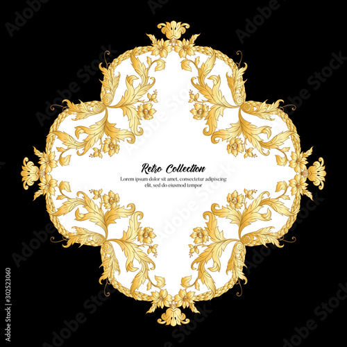 Elements In baroque, rococo, victorian, renaissance style. Trendy floral vintage pattern. Vector illustration.