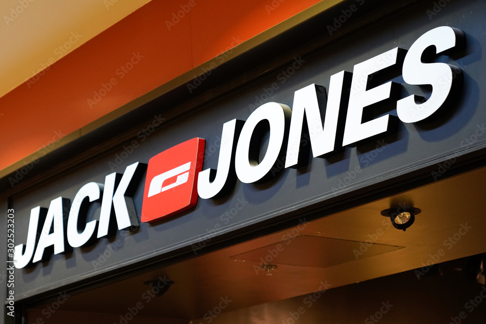 JACK & JONES store sign logo fashion shop clothing company Denmark brand  boutique Stock Photo | Adobe Stock