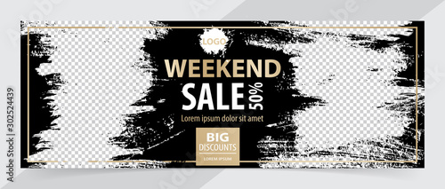 Trendy editable template banner for social networks posts, vector illustration.