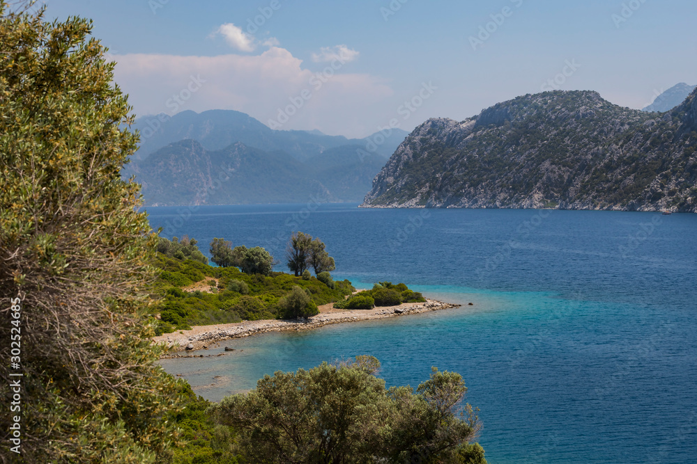 Seascape of the Mediterranean coast of Turkey.