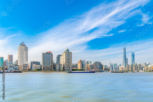 Cityscape of Tongqiao Ferry Crossing in Pudong New Area  Shanghai  China