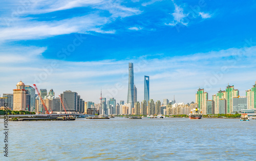 Cityscape of Tongqiao Ferry Crossing in Pudong New Area, Shanghai, China