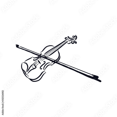 illustration of violin, sketch 