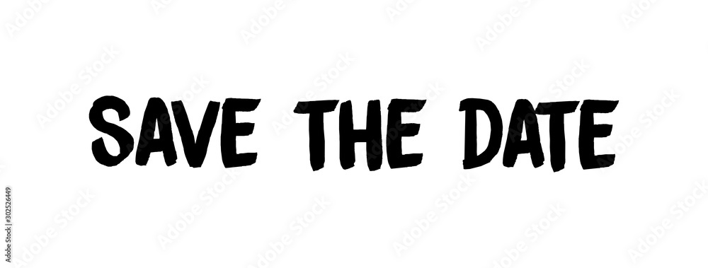 Save the date, vector text with marker Save the date, vector text with marker