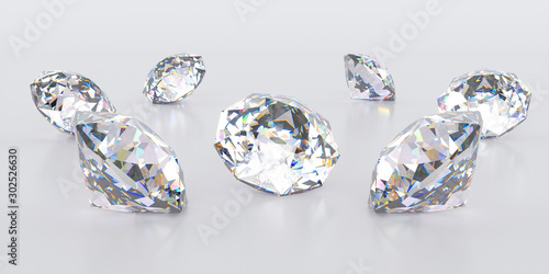 seven diamonds lying in a small pile