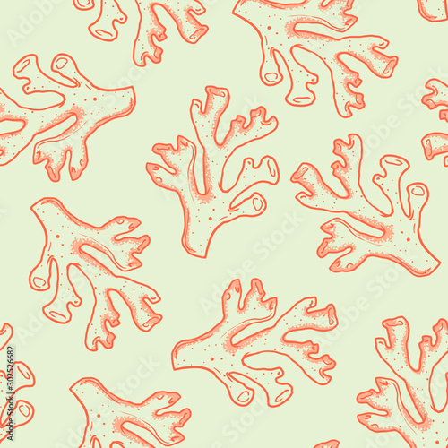 hand drawn seamless pattern whith coral reef