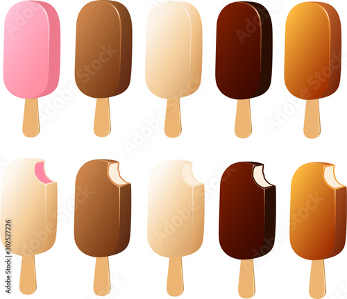 Vector illustration of various kinds of brand name ice creams with different flavors