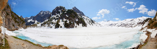 Der Tappenkarsee mit Schnee in Kleinarl Wagrain photo