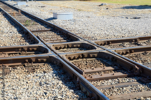 Fotótapéta Closeup of a railroad track crossing joint