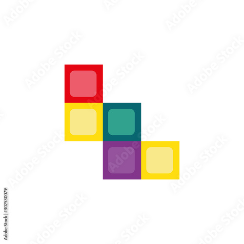 Isolated videogame tetris icon flat design