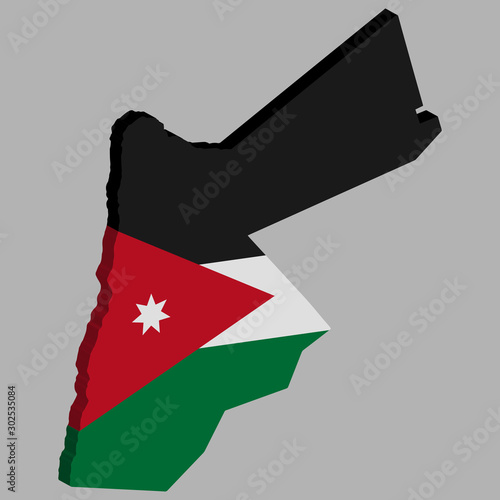 3D Jordan map flag Vector illustration Eps 10