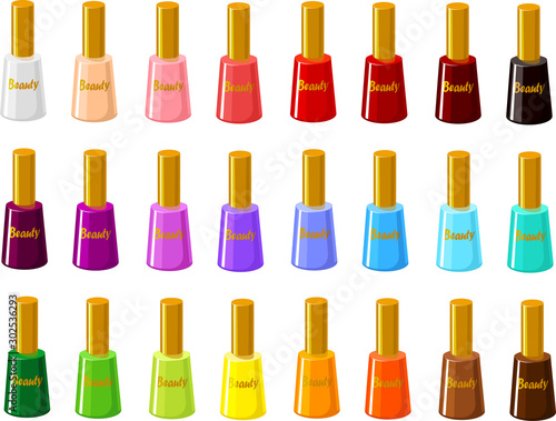Vector illustration of various colors of nail polish