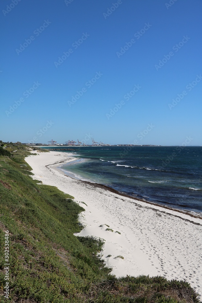 View from Cottesloe beach to Port Beach Fremantle in Perth Western Australia View from Cottesloe beach to Port Beach Fremantle in Perth Western Australia