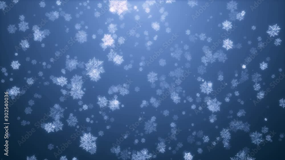 4k abstract slowly falling and rotating snowflakes in 3d space blue background 4k abstract slowly falling and rotating snowflakes in 3d space blue background