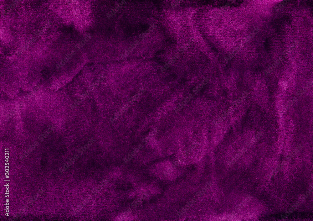 Watercolor deep purple background texture. Watercolour abstract dark crimson overlay. 
