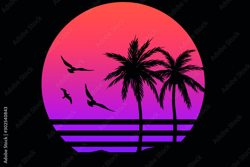 Paradise Palms Hawaii Silhouette Sea