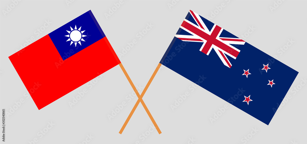 Crossed flags of Taiwan and New Zealand Crossed flags of Taiwan and New Zealand
