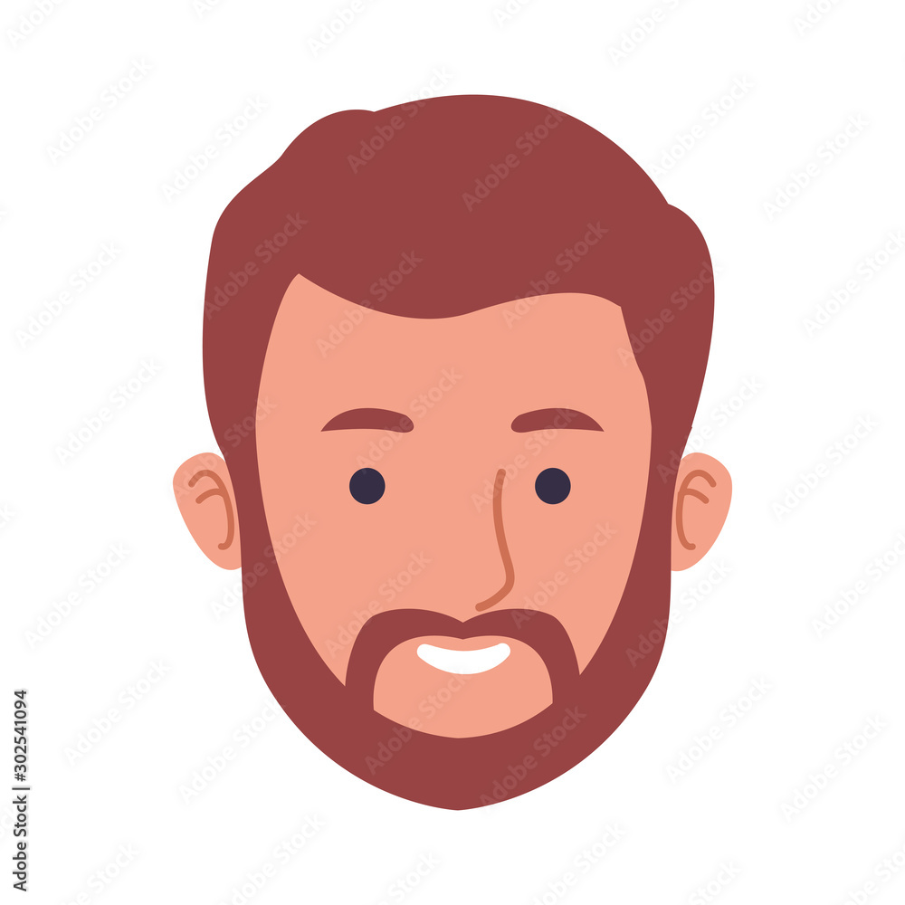 cartoon man with beard icon, colorful design