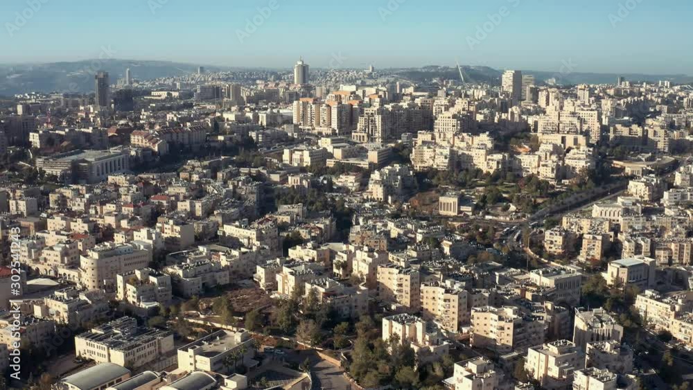 Jerusalem city streets, Israel, 4k aerial drone view Jerusalem city streets, Israel, 4k aerial drone view