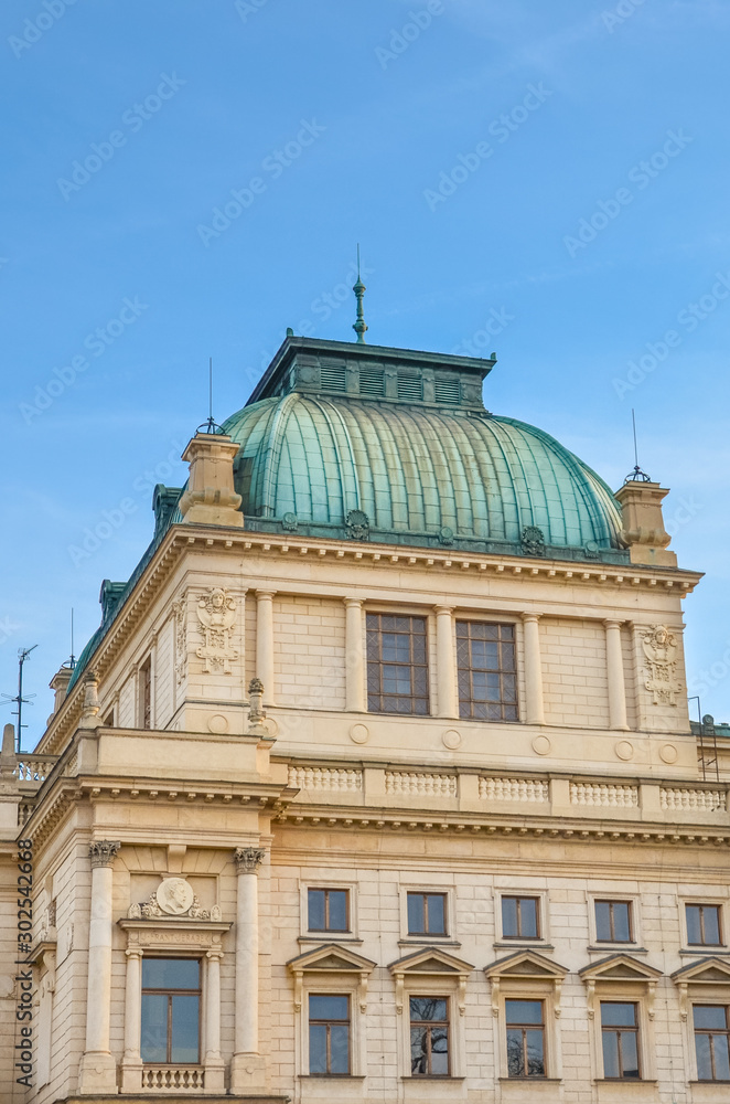 The historical building of the theatre in Plzen, Bohemia, Czech Republic. House built in the neo renaissance style with some art nouveau elements. City cultural heritage and tourist attraction