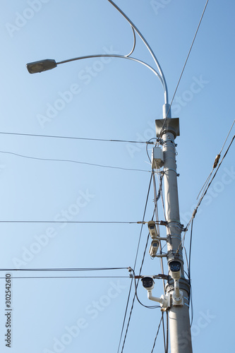 outdoor surveillance camera on a pillar photo