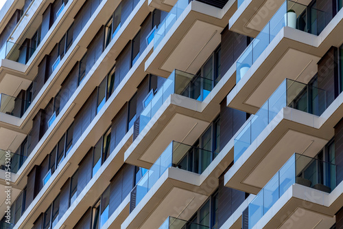 Modern high rise apartment buildings