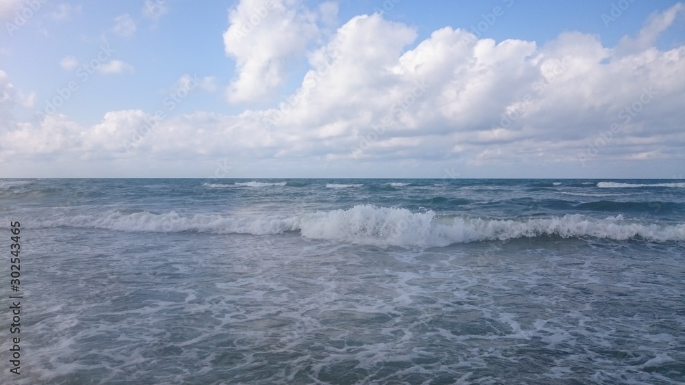 blue sea on a hot summer day