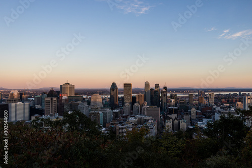 Sunset over Montreal seen from the Mount-Royal.