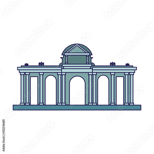 Alcala Gate Madrid icon, flat design